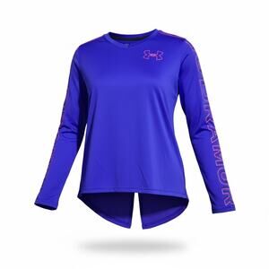 Under Armour Youth Medium Long Sleeve HeatGear Shirt Purple Neon Logo